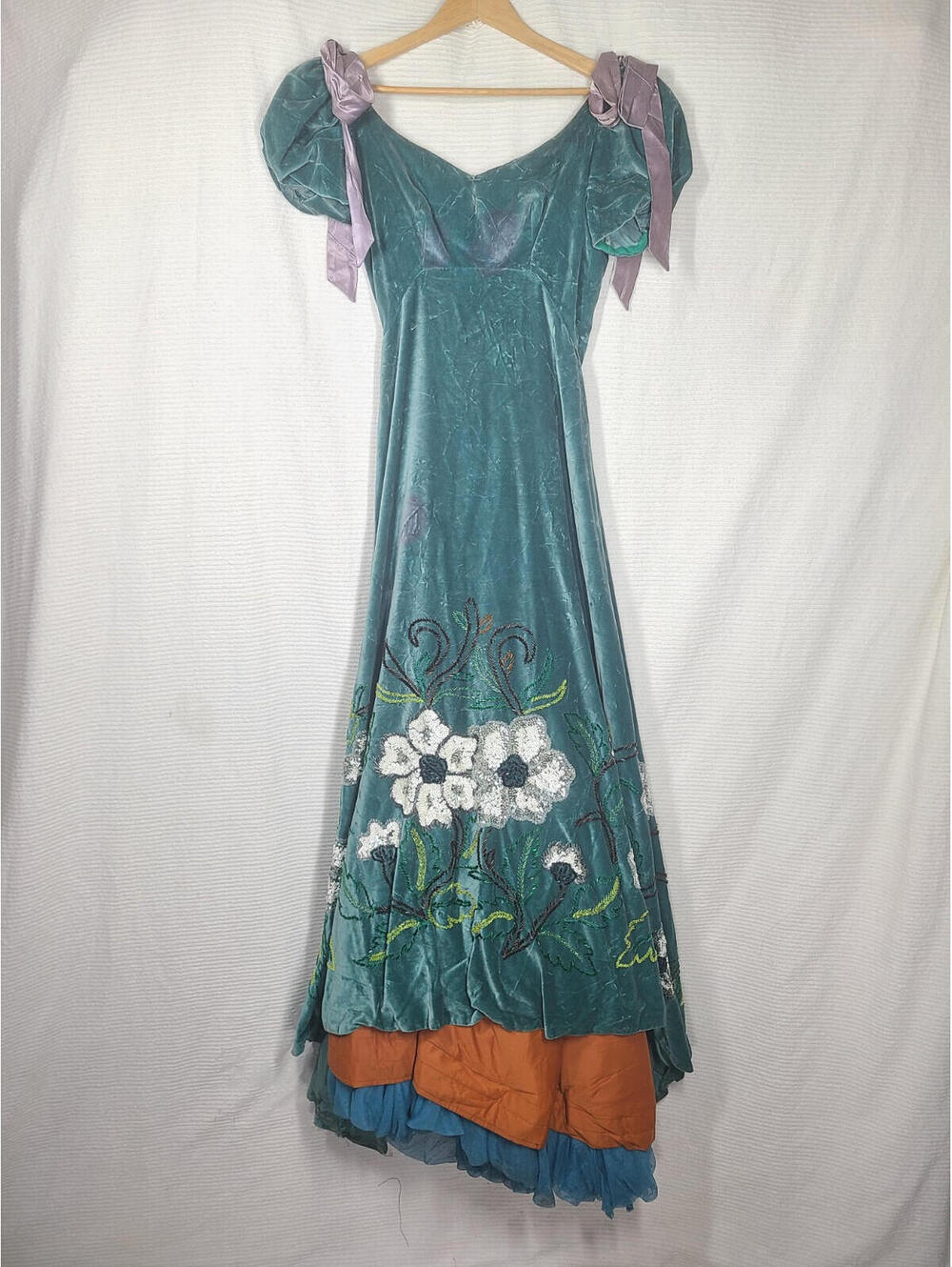 Ooak JULIO CHAVEZ Ball Gown 50s Green Velvet Sequin Mexico Rumbera Film Worn? - Picture 8 of 15